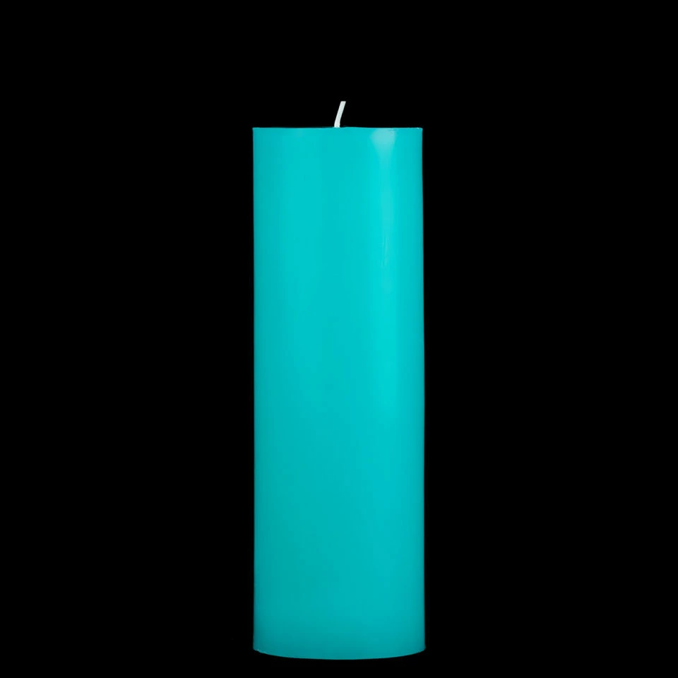 3x9 Turquoise Pillar Candle - Image 2