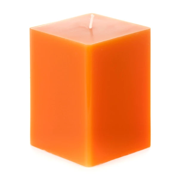 3x3x4 Orange Square Pillar Candle - Image 3