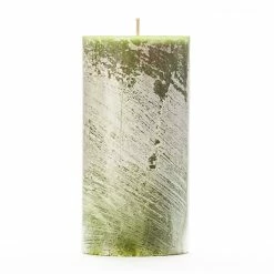 3x6 Green Frosted Pillar Candle