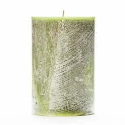 4x6 Green Frosted Pillar Candle
