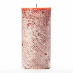 4x8 Orange Frosted Pillar Candle