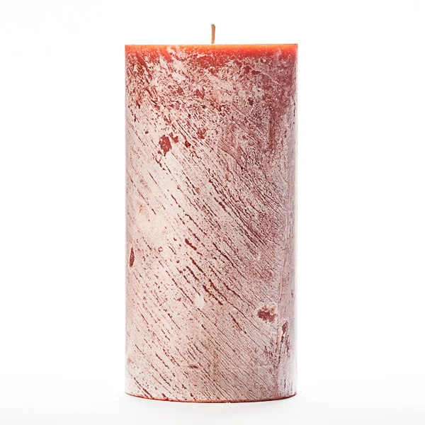 4x8 Orange Frosted Pillar Candle