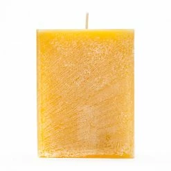 3x3x4 Yellow Frosted Square Pillar Candle