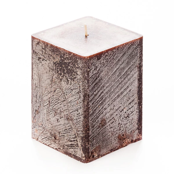 3x3x4 Brown Frosted Square Pillar Candle - Image 2