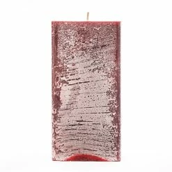 3x3x6 Red Frosted Square Pillar Candle