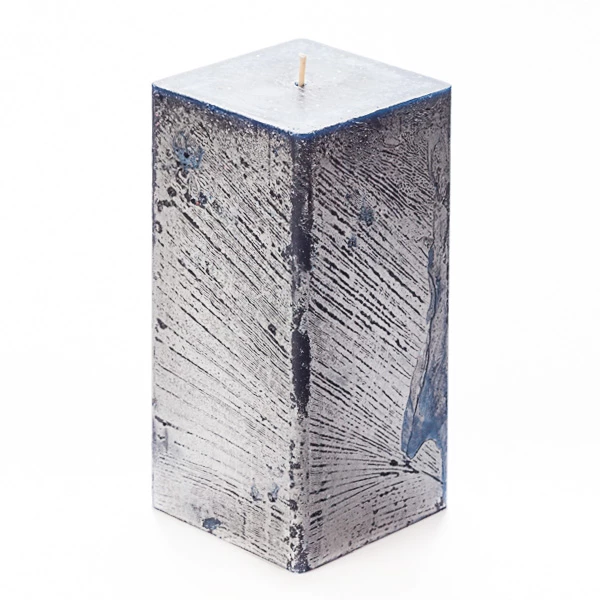 3x3x6 Blue Frosted Square Pillar Candle - Image 2