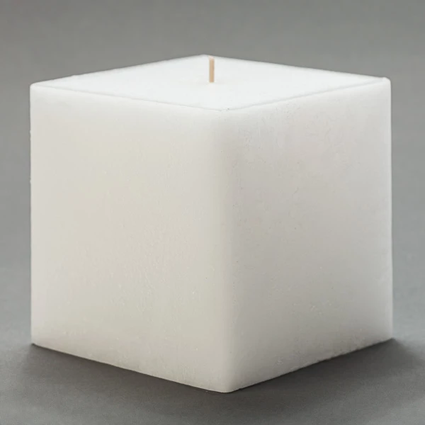 4x4x4 White Frosted Square Pillar Candle - Image 2