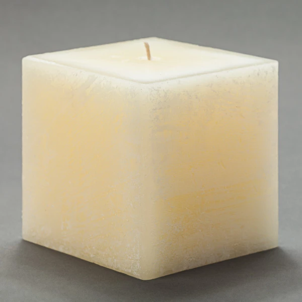 4x4x4 Ivory Frosted Square Pillar Candle - Image 2