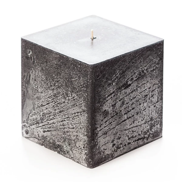 4x4x4 Black Frosted Square Pillar Candle - Image 2