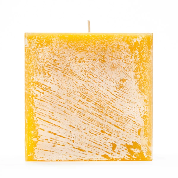4x4x4 Yellow Frosted Square Pillar Candle