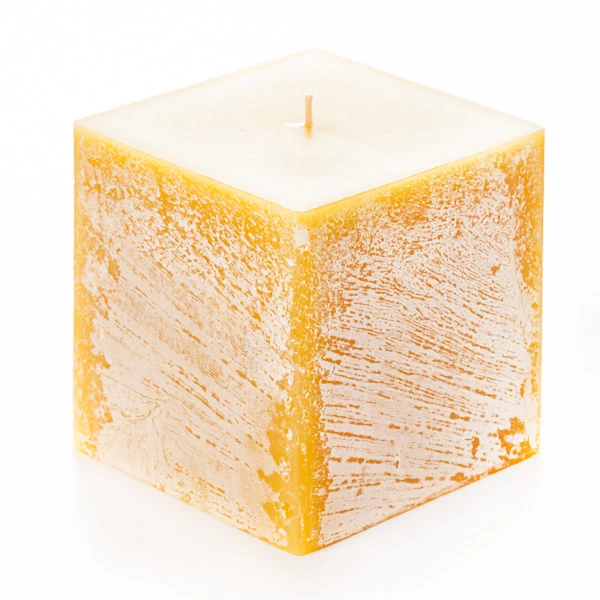 4x4x4 Yellow Frosted Square Pillar Candle - Image 2