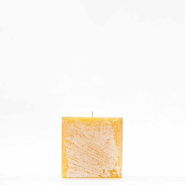 4x4x4 Yellow Frosted Square Pillar Candle - Image 5