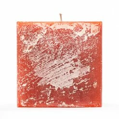4x4x4 Orange Frosted Square Pillar Candle