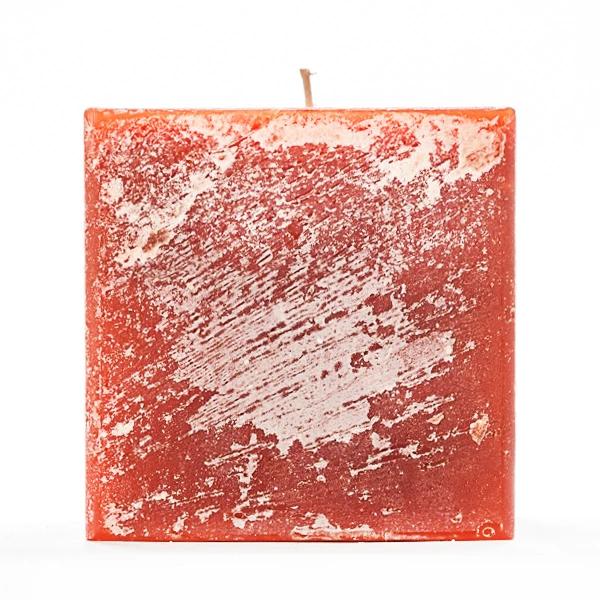 4x4x4 Orange Frosted Square Pillar Candle
