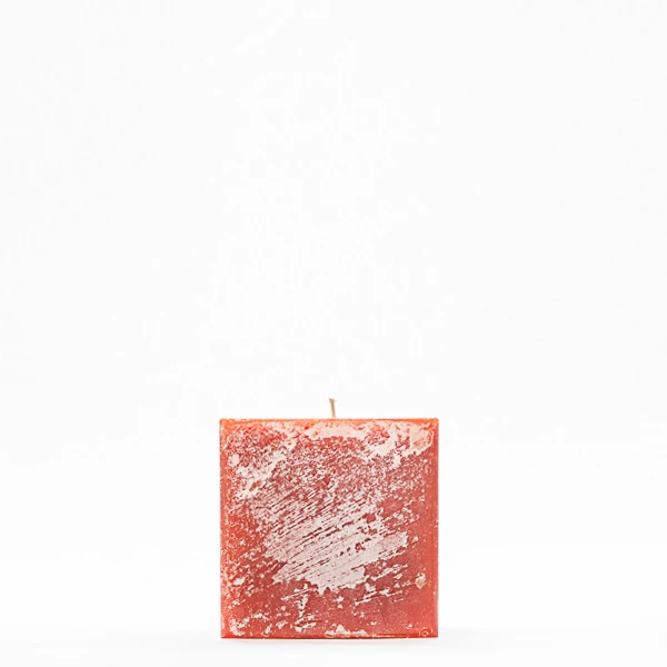 4x4x4 Orange Frosted Square Pillar Candle - Image 5