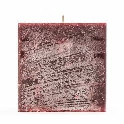 4x4x4 Red Frosted Square Pillar Candle