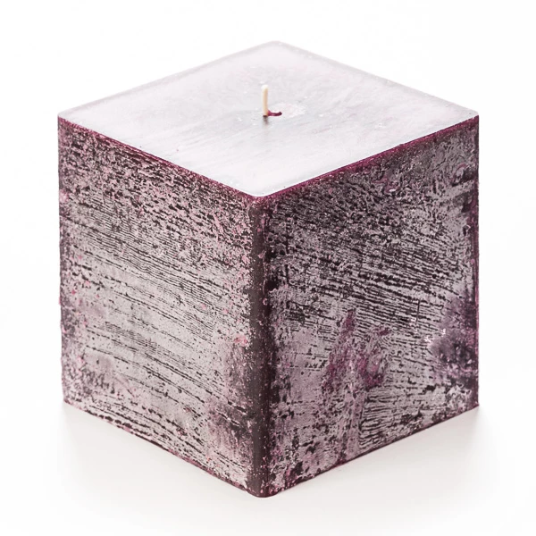 4x4x4 Purple Frosted Square Pillar Candle - Image 2
