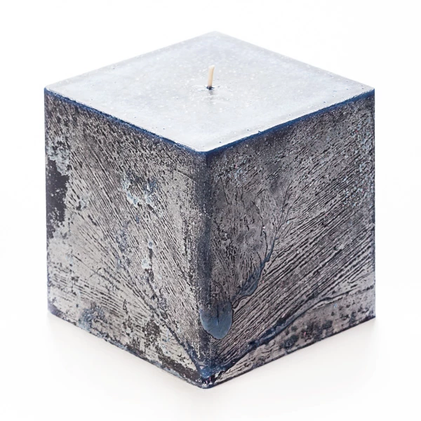 4x4x4 Blue Frosted Square Pillar Candle - Image 2
