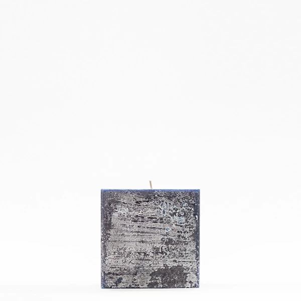 4x4x4 Blue Frosted Square Pillar Candle - Image 5