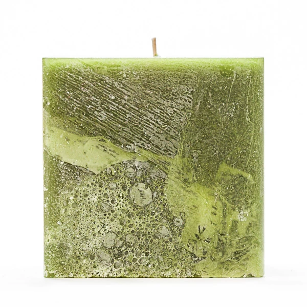 4x4x4 Green Frosted Square Pillar Candle