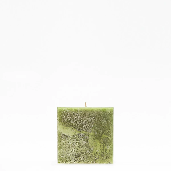 4x4x4 Green Frosted Square Pillar Candle - Image 5