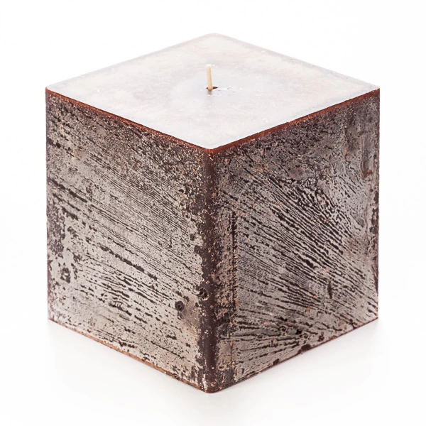 4x4x4 Brown Frosted Square Pillar Candle - Image 2