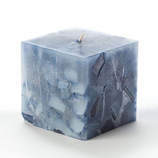 3x3x4 Blue Chunky Square Pillar Candle - Image 2