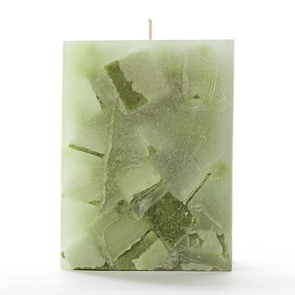 3x3x4 Green Chunky Square Pillar Candle 1 3x3x4 Green Chunky Square Pillar Candle