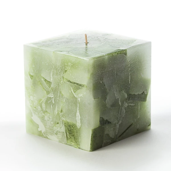 3x3x4 Green Chunky Square Pillar Candle 2 3x3x4 Green Chunky Square Pillar Candle - Image 2