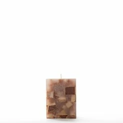 3x3x4 Brown Chunky Square Pillar Candle -Candle4Less store lg item 2469 1
