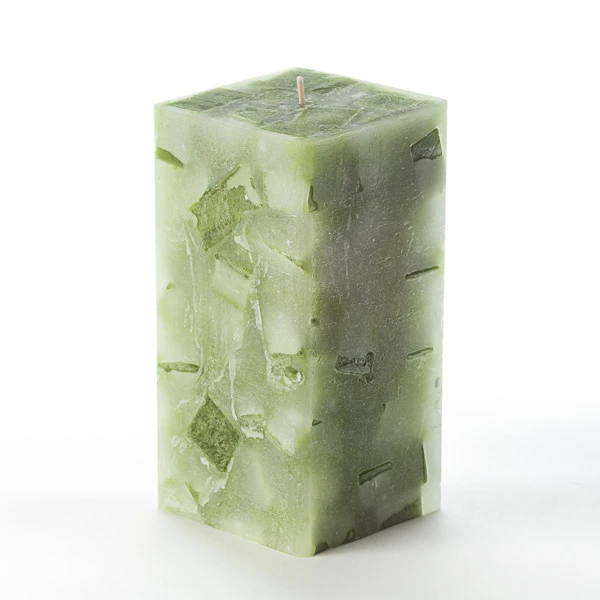 3x3x6 Green Chunky Square Pillar Candle - Image 2