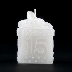 Quinceanera White Keepsake Box Candle