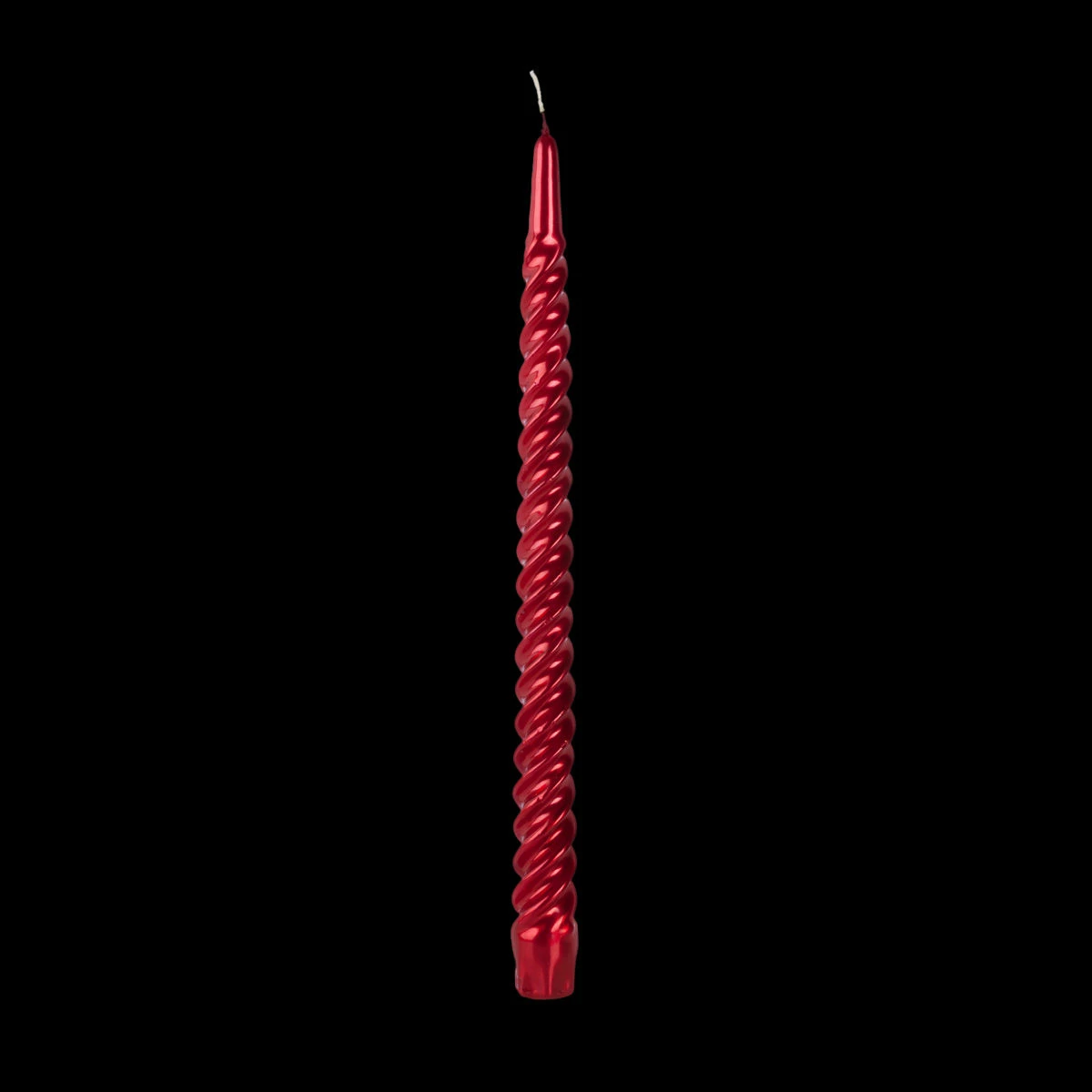 12 Inch Metallic Red Twist Swirl Taper Candle - Image 3