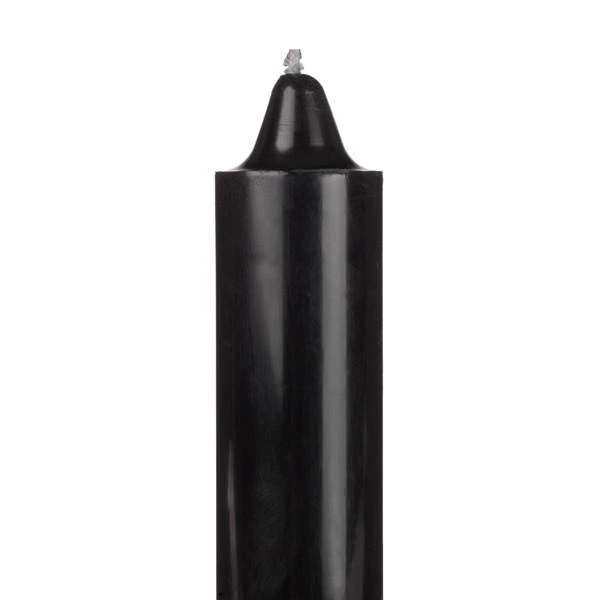 9 Inch Gothic Domed Pure Black Round Jumbo Pillar Candle - Bell Top - Image 2