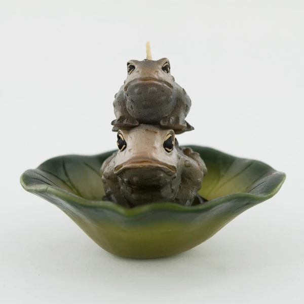 Floating Mini Frog On Lily Pad Flower- Mini Candle Mom And Baby Frog - Image 2