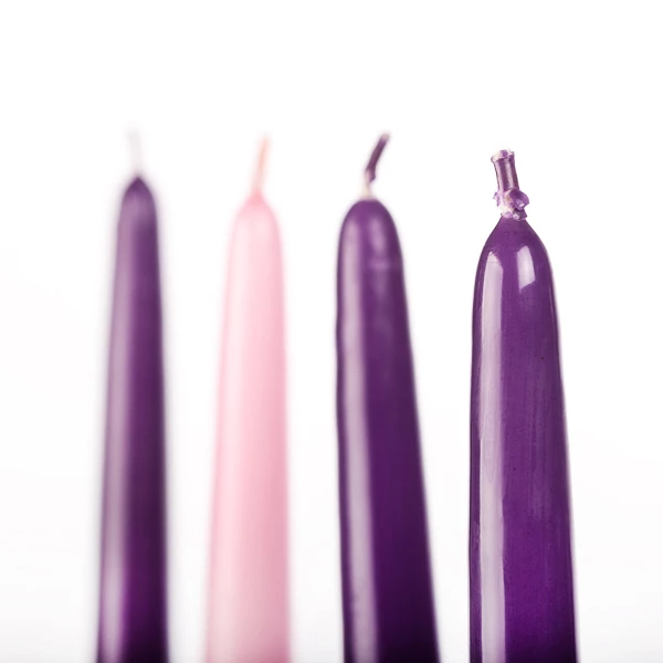 12 Inch Advent Taper Candles Set - Purple, Pink (4 Pc Pack) - Image 3