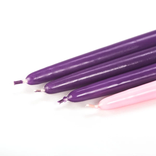 12 Inch Advent Taper Candles Set - Purple, Pink (4 Pc Pack) - Image 4